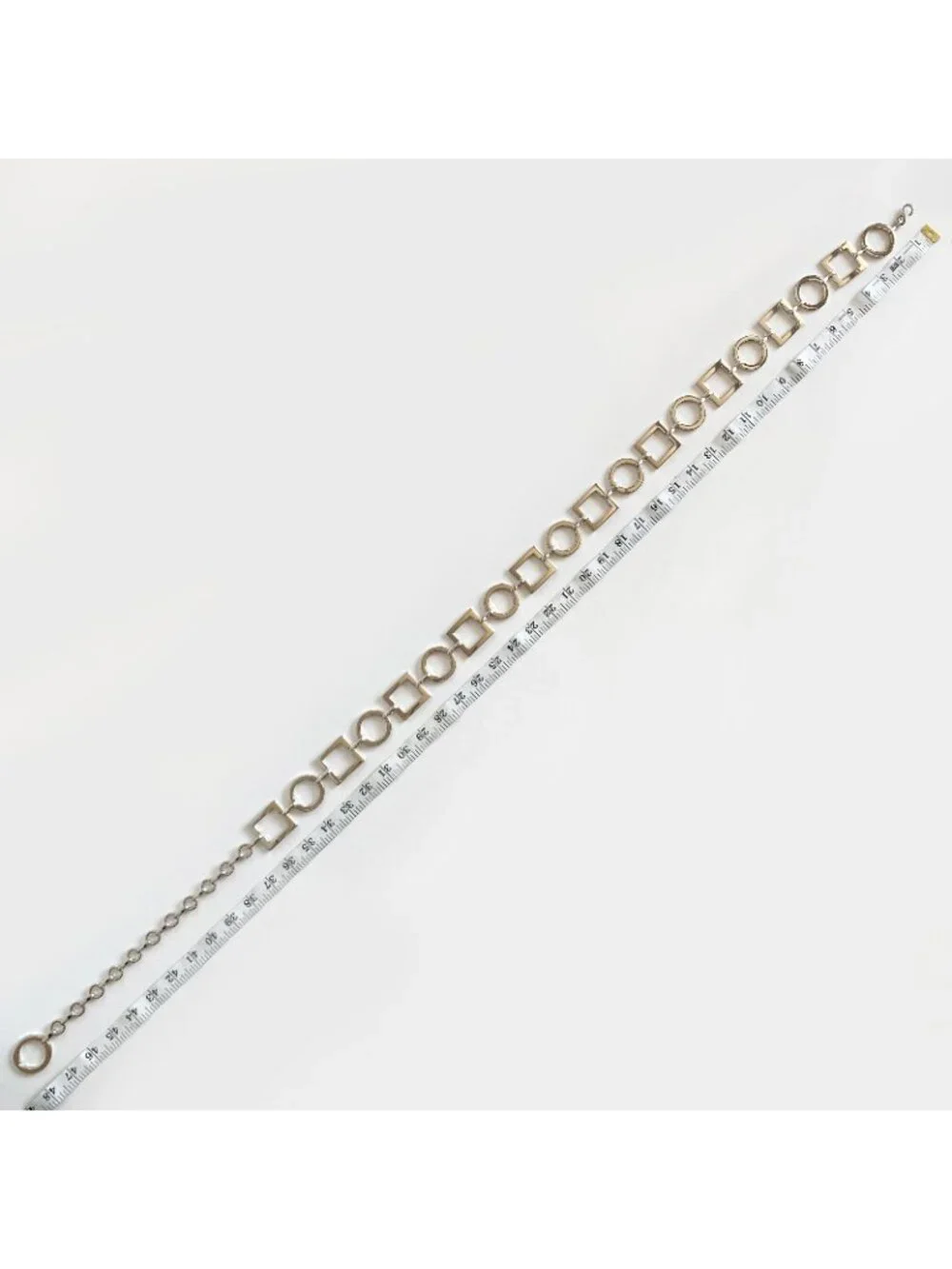 Y2K Silver Chain Belt Geometric Metal Chain Adjustable Belt